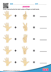 Math Addition With Fingers Worksheets for kids