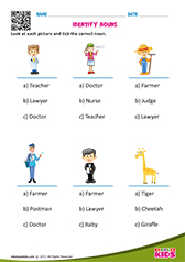 English Identify nouns worksheets grade-1