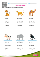 English Identify nouns worksheets grade-1