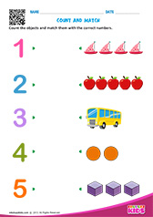 Math Match Numbers worksheets pre-k