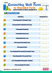 Converting Numbers Unit form to Standard Form